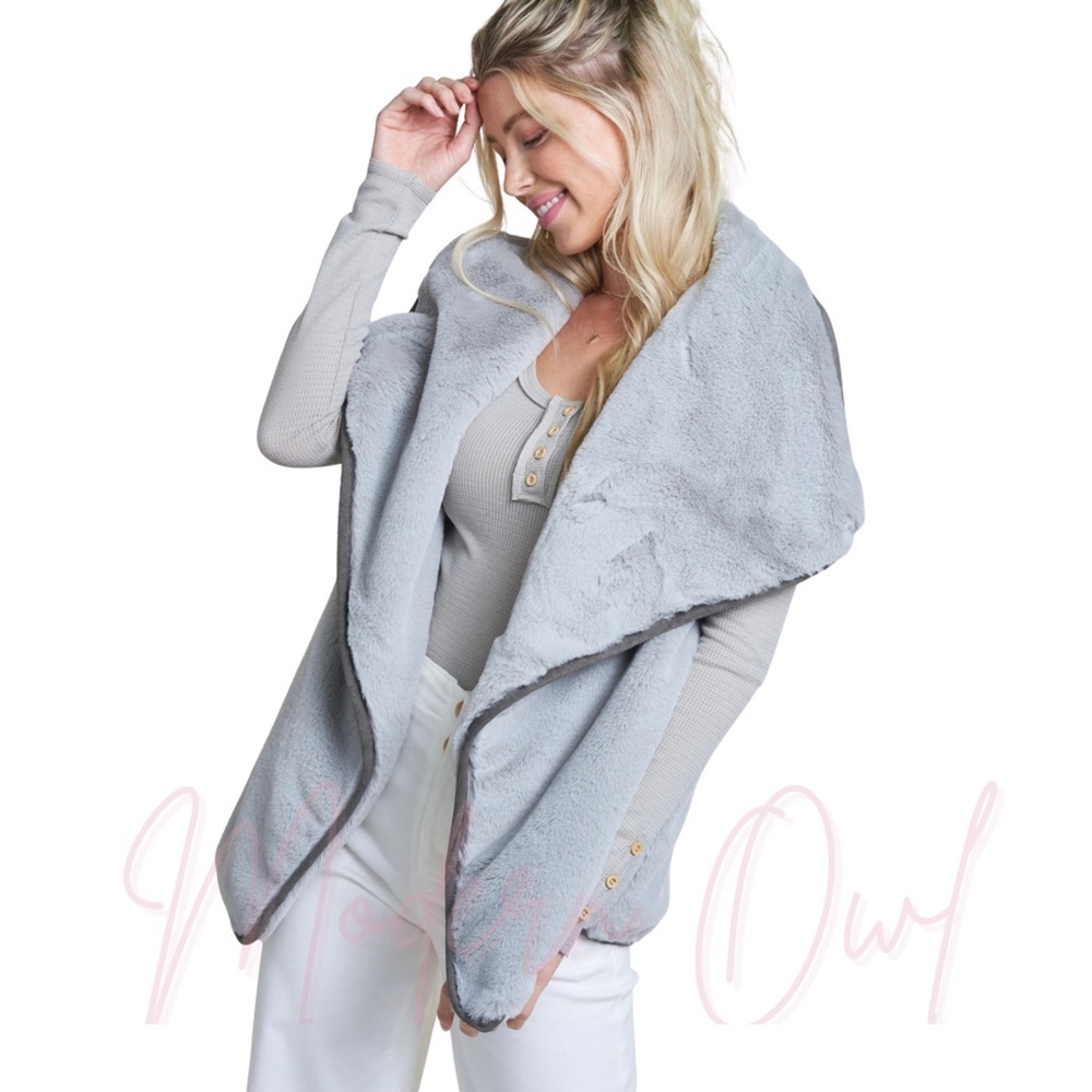 Super Soft Faux Fur Vest w/ Faux Suede Edge